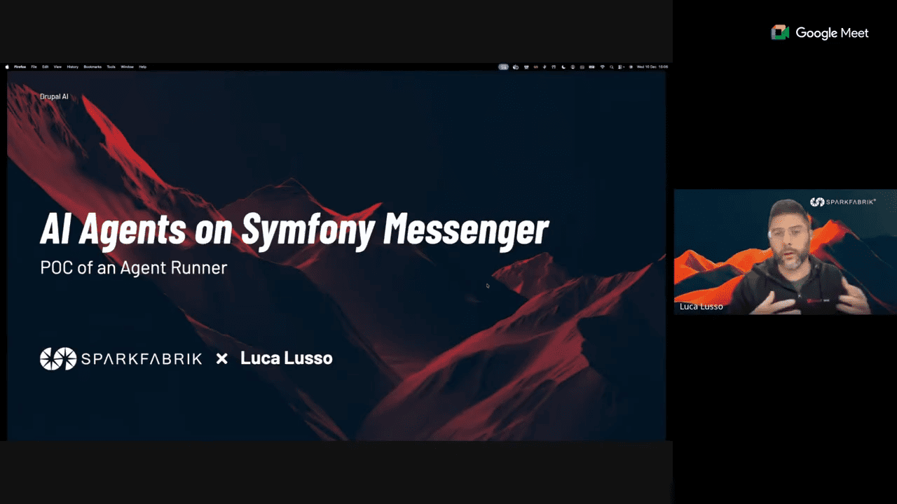 AI Agents on Symfony Messenger PoCs - Drupal AI Initiative Webinar 5-7 screenshot